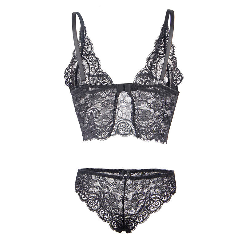 SUBBLIME - 953928 CAMISÓN + BRAGUITA DE SEDA Y ENCAJE NEGRO L/XL