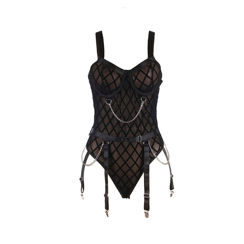 SUBBLIME - 954260 BODY CON CADENAS + LIGUERO NEGRO S/M