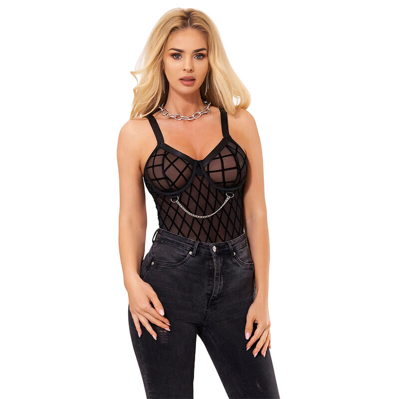 SUBBLIME - 954260 BODY CON CADENAS + LIGUERO NEGRO S/M