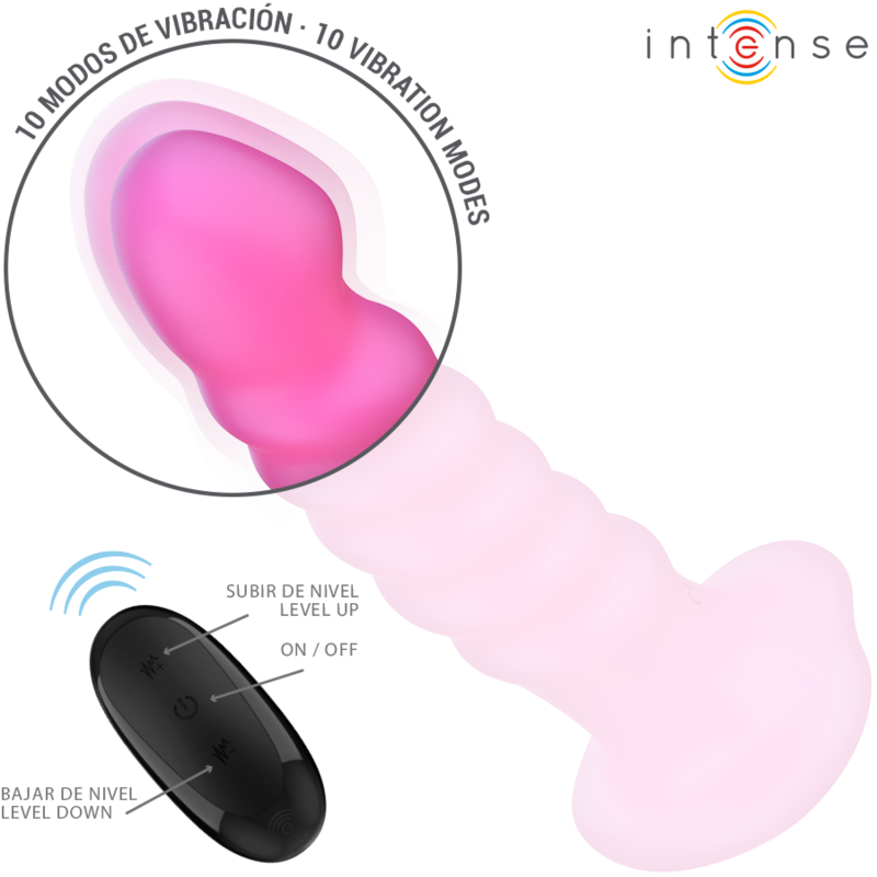 INTENSE - CINDY VIBRADOR TALLA L DISEÑO ESPIRAL 10 VIBRACIONES CONTROL REMOTO ROSA