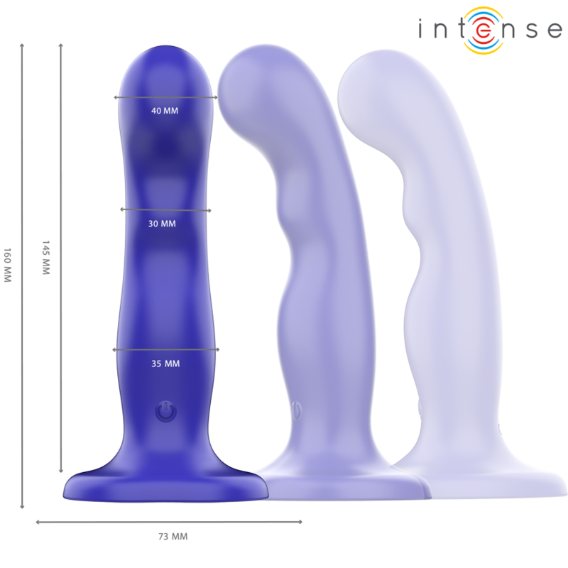 INTENSE - VIBRADOR CORTO CON VENTOSA CONTROL REMOTO AZUL