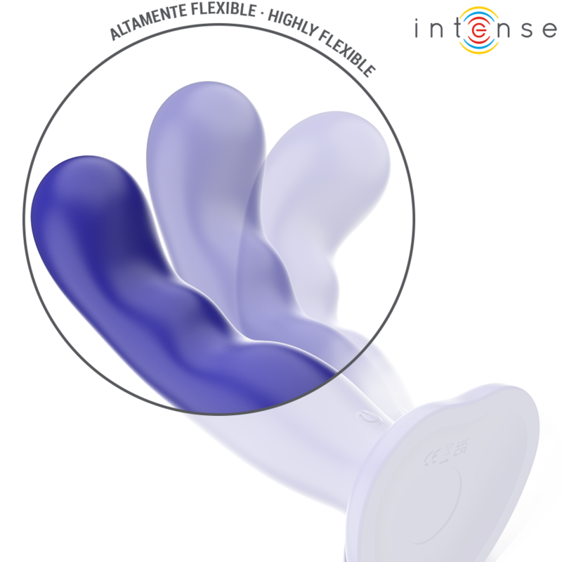 INTENSE - VIBRADOR CORTO CON VENTOSA CONTROL REMOTO AZUL