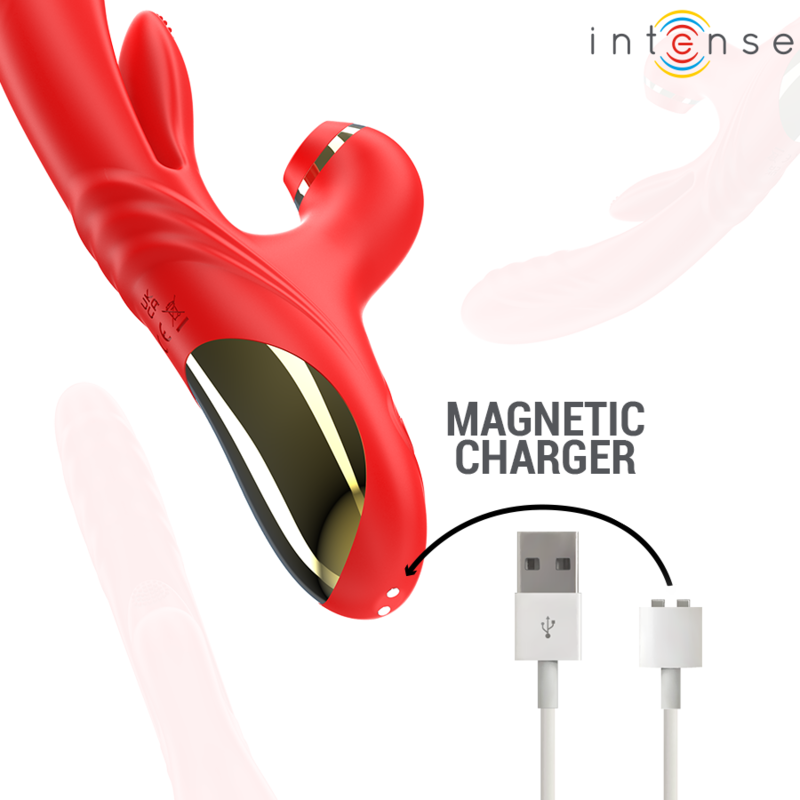 INTENSO - VIBRADOR MULTIFUNCIÓN KAROL EMPUJE Y ESTIMULACIÓN Y SUCCIÓN ROJO
