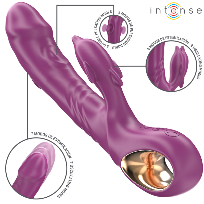 INTENSE - VIBRADOR MULTIFUNCIÓN HALLE CON LENGUA ESTIMULANTE DOLPHIN MORADO