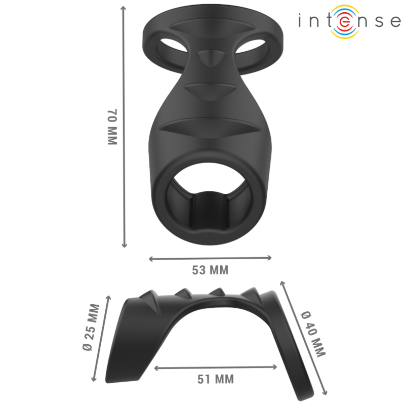 INTENSE - THEO ANILLO DOBLE DE SILICONA PARA EL PENE NEGRO MODELO 3