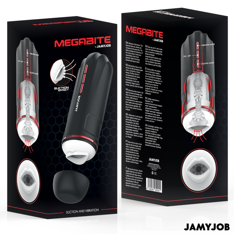 JAMYJOB - MASTURBADOR BOCAL AUTOMÁTICO MEGABITE 5 MODOS DE SUCCIÓN Y VIBRACIÓN