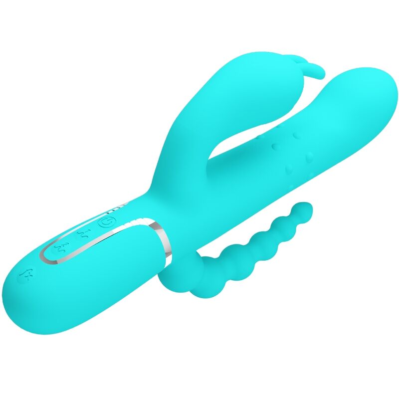 PRETTY LOVE - CAMMY VIBRADOR TRIPLE CONEJO MULTIFUNCIÓN 4 EN 1 AZUL