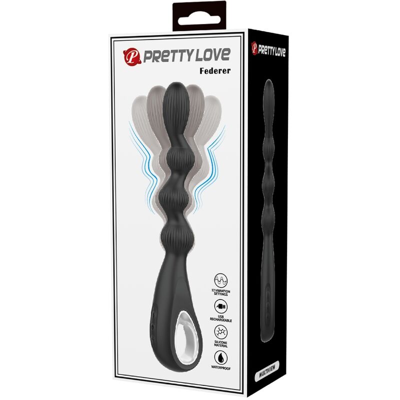PRETTY LOVE - VIBRADOR ANAL FEDERER 12 VIBRACIONES NEGRO