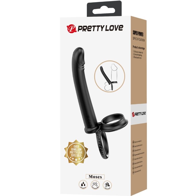PRETTY LOVE - DILLION DOBLE PENETRACIÓN ANILLO PARA EL PENE NEGRO