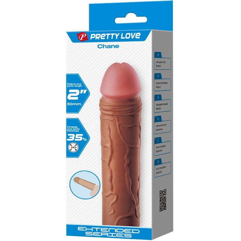 PRETTY LOVE - MANCHON PÉNIS CHANE AVEC EXTENSION DE 5 CM MULATTO