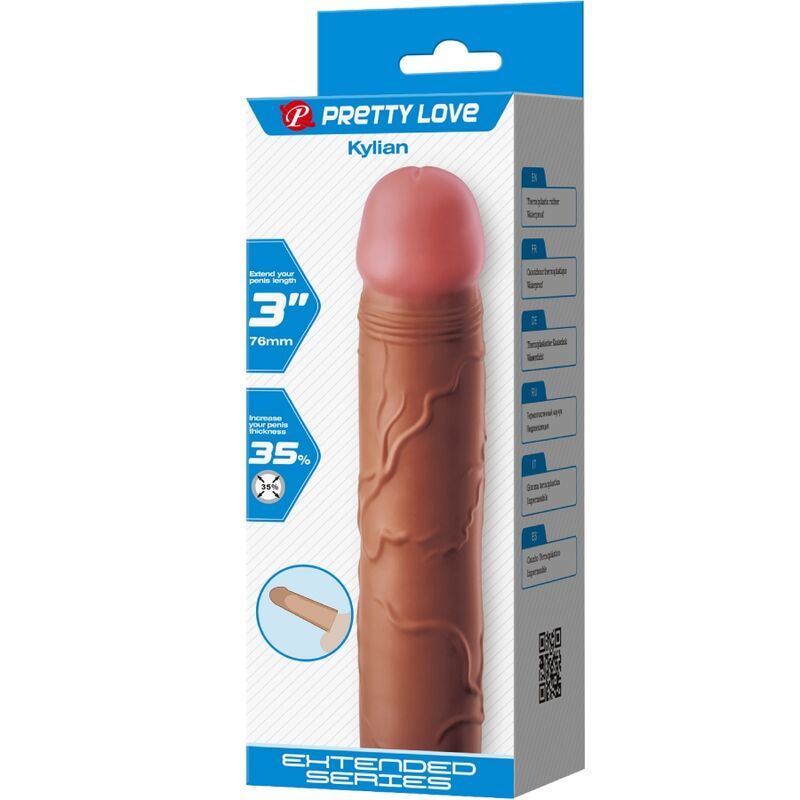 PRETTY LOVE - MANCHON PÉNIS KYLIAN AVEC EXTENSION DE 7,6 CM MULATTO