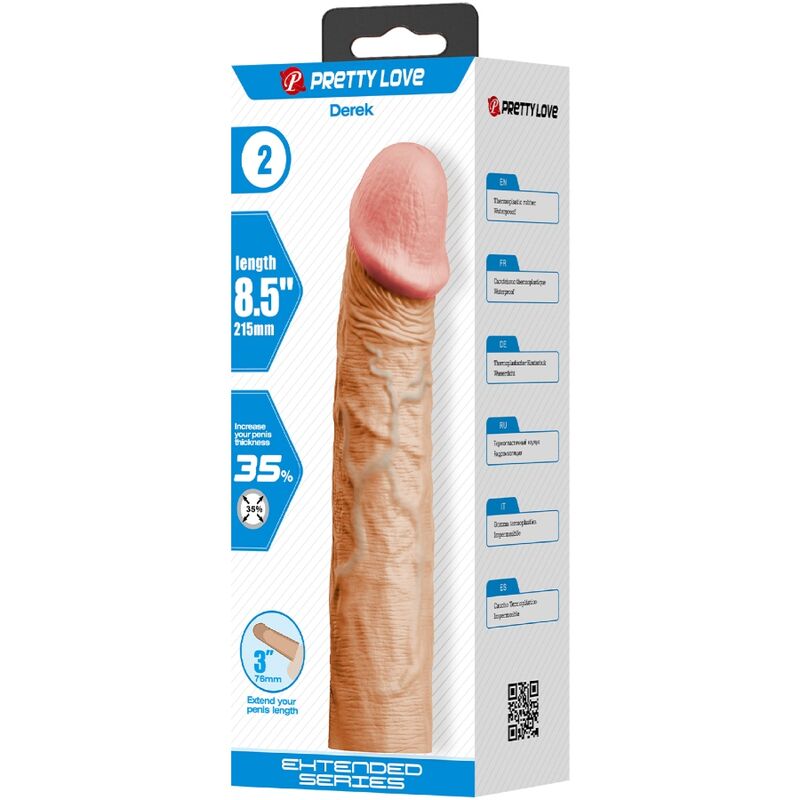 PRETTY LOVE - MANCHON DE PÉNIS DEREK AVEC EXTENSION DE 7,6 CM