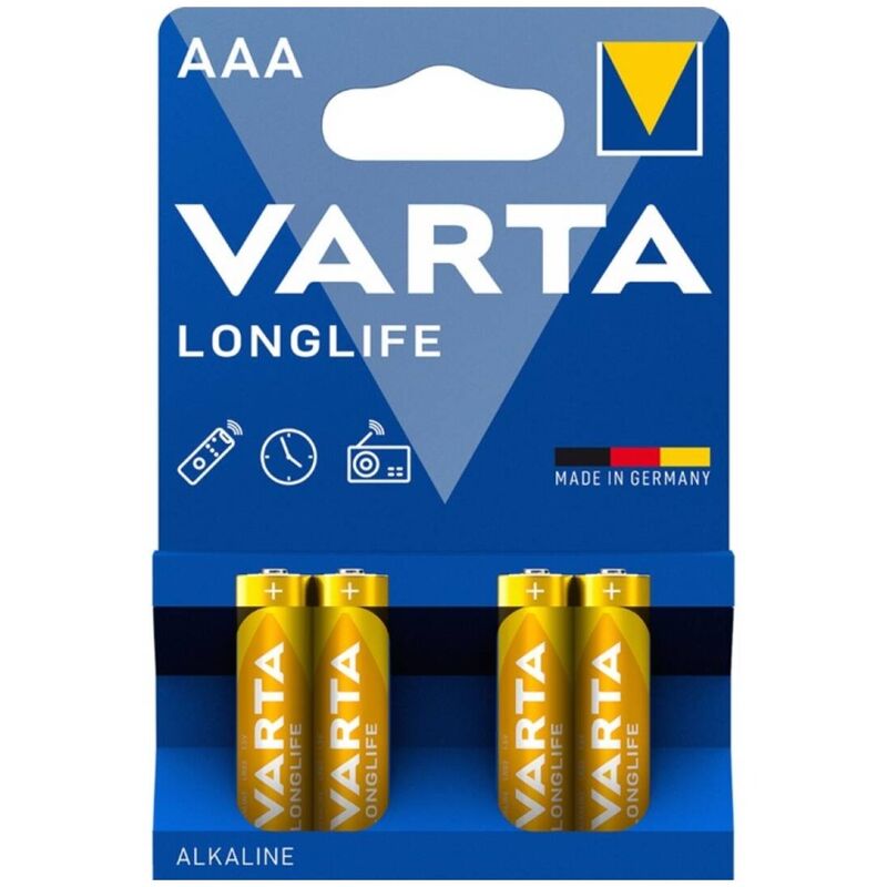 VARTA - PILAS ALCALINAS AAA DE LARGA DURACIÓN LR03 BLISTER*4