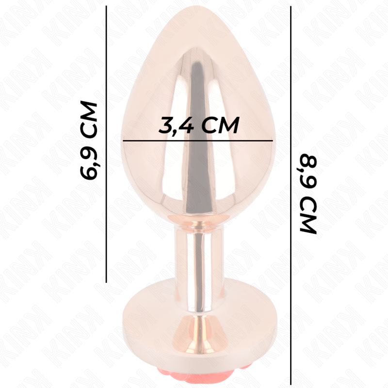 KINK - PLUG ANAL DE ORO ROSA CON ROSA ROJA M