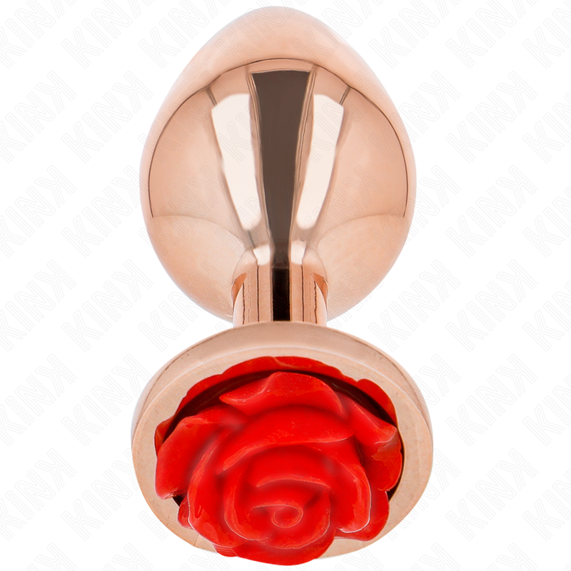 KINK - PLUG ANAL DE ORO ROSA CON ROSA ROJA S