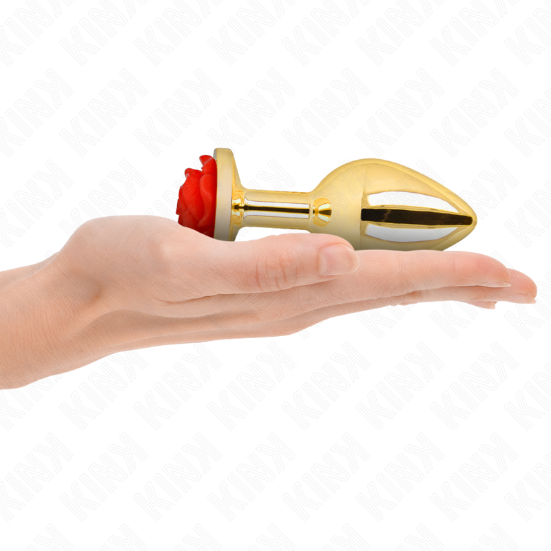 KINK - PLUG ANAL DORADO ROSA ROJO TALLA L