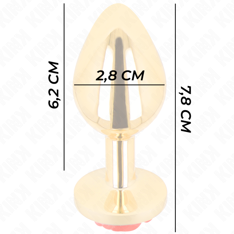 KINK - PLUG ANAL DORADO ROSA ROJO TALLA S