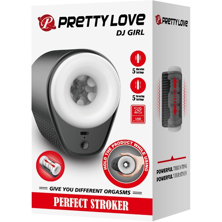 PRETTY LOVE - DJ GIRL MASTURBADOR MASCULINO CON VIBRACIÓN 5 AJUSTES NEGRO