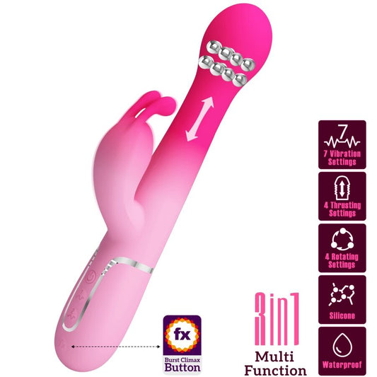 PRETTY LOVE - DEJON VIBRATEUR LAPIN MULTIFONCTION 3 EN 1 ROSE