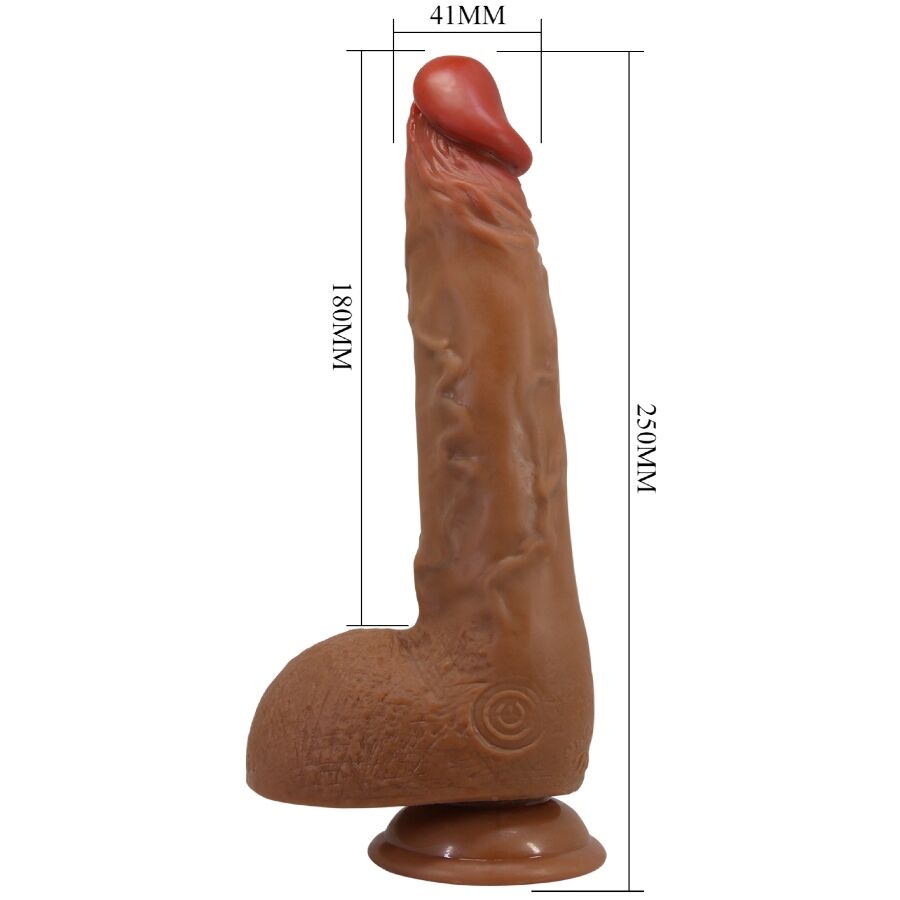 BAILE - HERMOSO VIBRADOR REALISTA WILKS DE 5 AJUSTES 25 CM MULATO