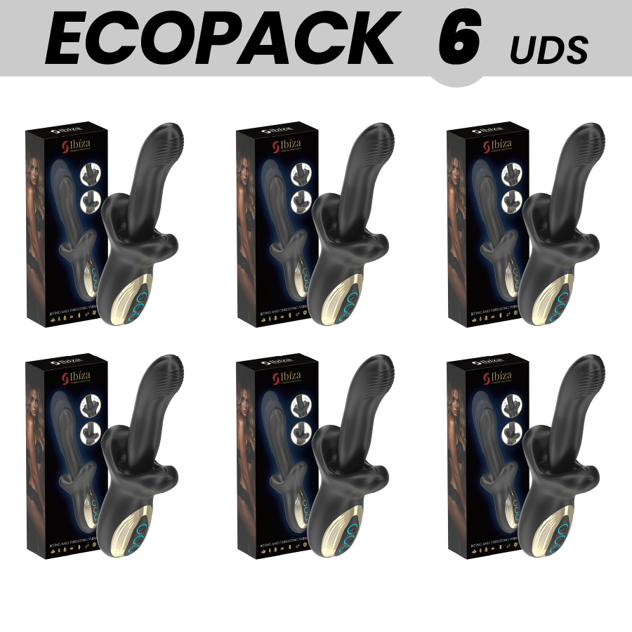 ECOPACKS 6 UNITS - IBIZA POWERFUL VIBRATOR WITH THRUSTING AND BITING EFFECT