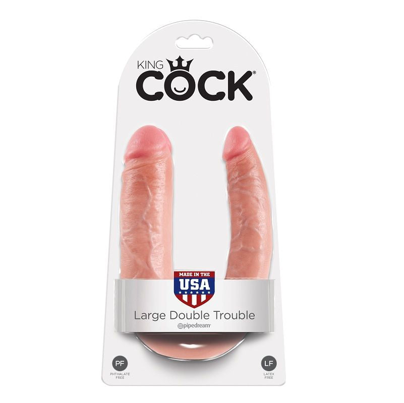KING COCK - GRANDE EN FORMA DE U, DOBLE PROBLEMA, CARNE, 17,8 CM