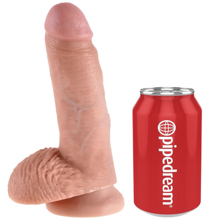 KING COCK - 7 DILDOS CARNE CON BOLAS 17.8 CM