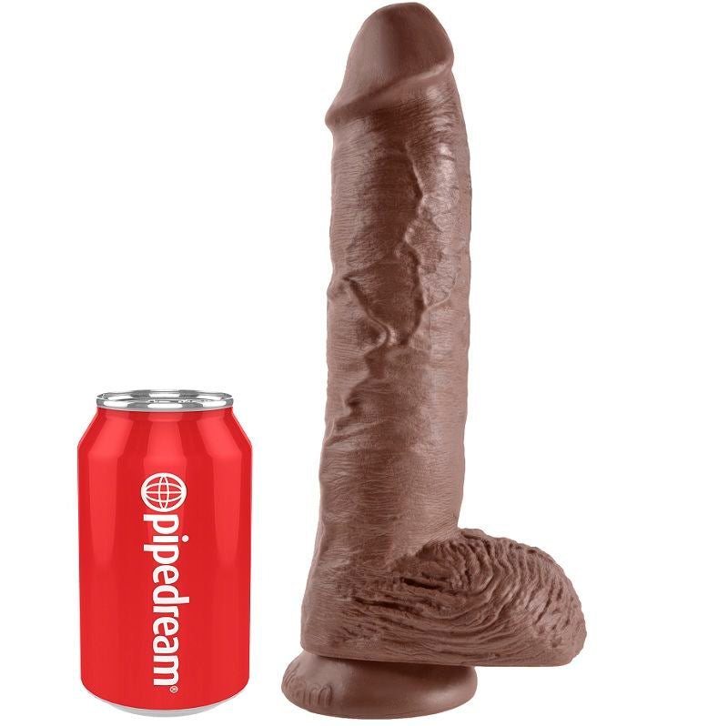 KING COCK - 10 DILDOS MARRONES CON BOLAS 25.4 CM