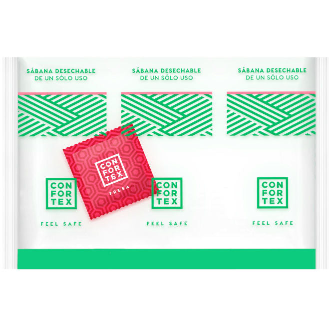 CONFORTEX - TOALLITAS HIGIÉNICAS DESECHABLES, BOLSA INDIVIDUAL + PRESERVATIVO FRESA