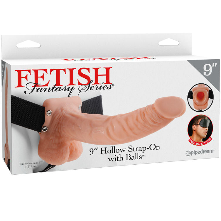 SERIE FETISH FANTASY - SERIE 9 STRAP-ON HUECO CON BOLAS 22.9CM COLOR CARNE