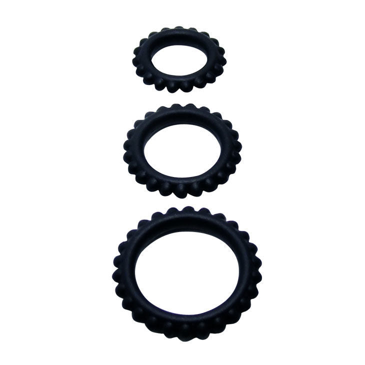 BAILE - TITAN SET 3 PIEZAS ANILLO PARA EL PENE NEGRO 2.8 + 2.4 + 1.9 CM
