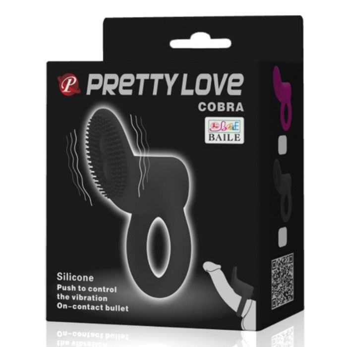 PRETTY LOVE - ANILLO VIBRADOR COBRA NEGRO