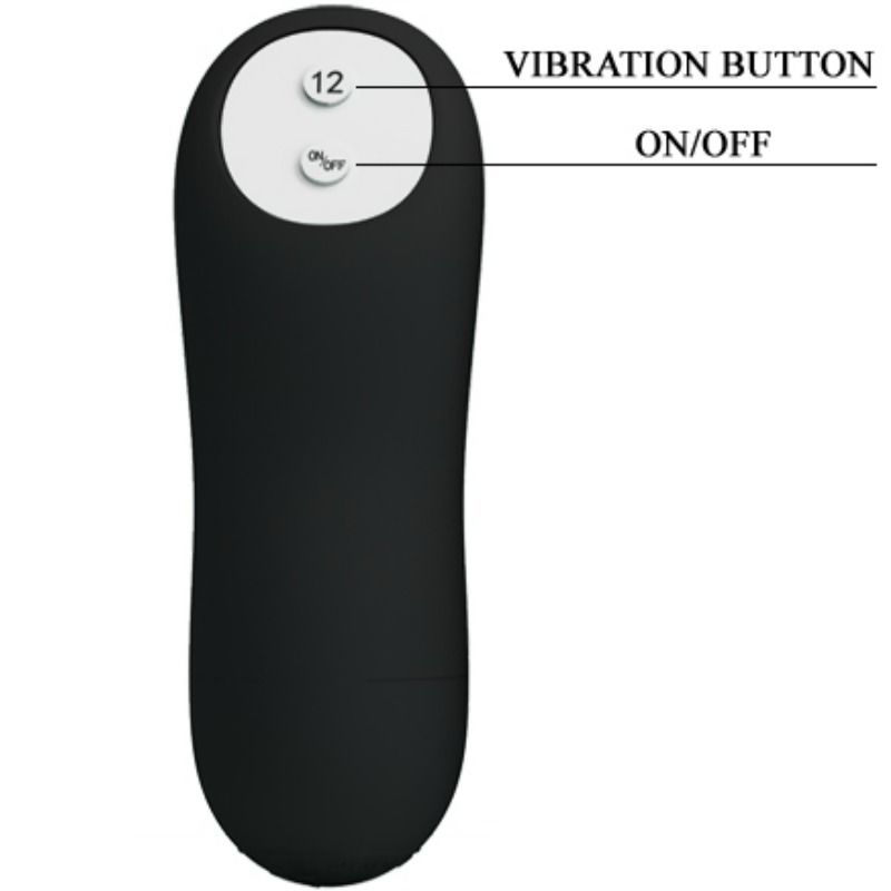 PRETTY LOVE - PLUG ANAL SILICONA ESTIMULACIÓN EXTRA Y 12 MODOS DE VIBRACIÓN CONTROL REMOTO NEGRO