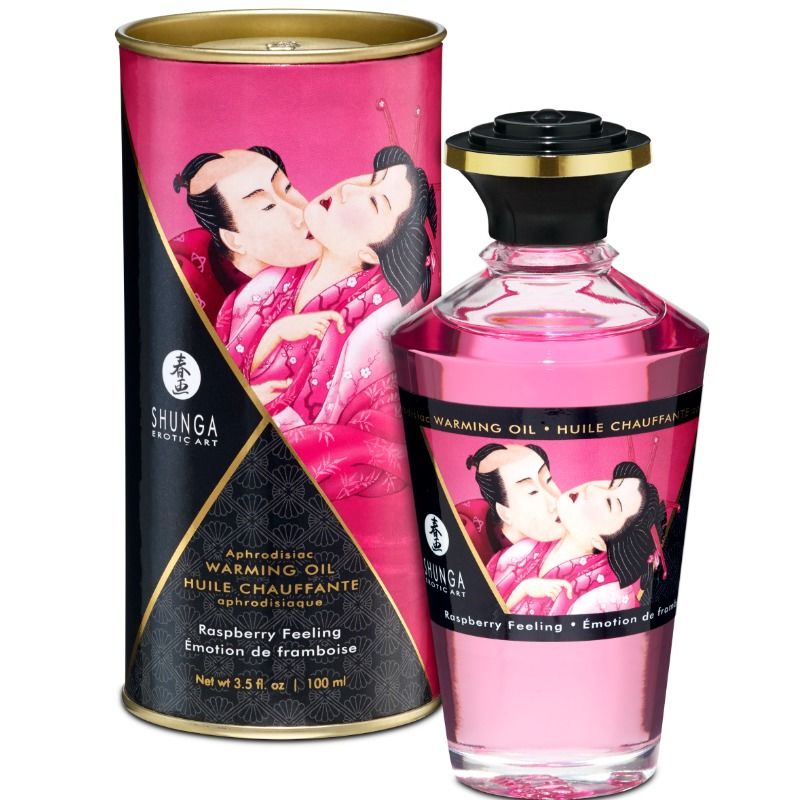 SHUNGA - HUILE DE MASSAGE EFFET CHALEUR SAVEUR INTENSE FRAMBOISE 100 ML