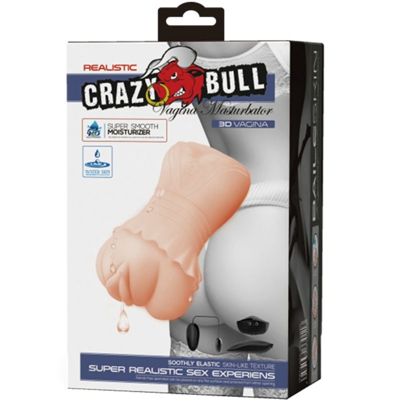 CRAZY BULL - MASTURBATEUR VAGIN À PEAU D'EAU AVEC BALLES VIBRANTES