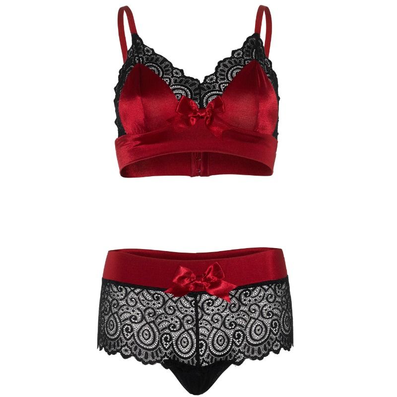 LEG AVENUE - CONJUNTO DE 2 PIEZAS NEGRO Y ROJO L/XL