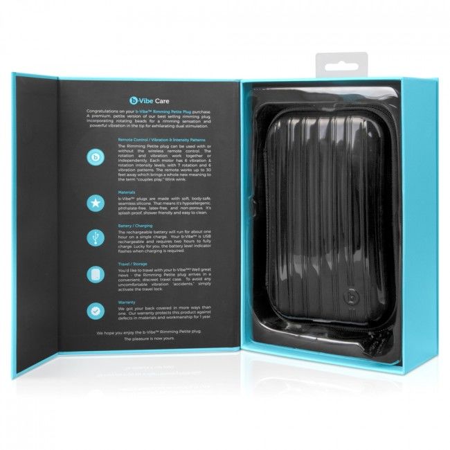 B-VIBE - Plug anal avec télécommande pour anulingus, petite taille, noir