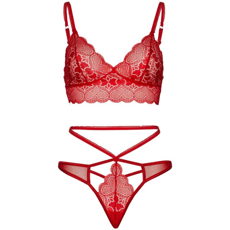 LEG AVENUE - CONJUNTO DE 2 PIEZAS BRALETTE Y TANGA DE ENCAJE M/L