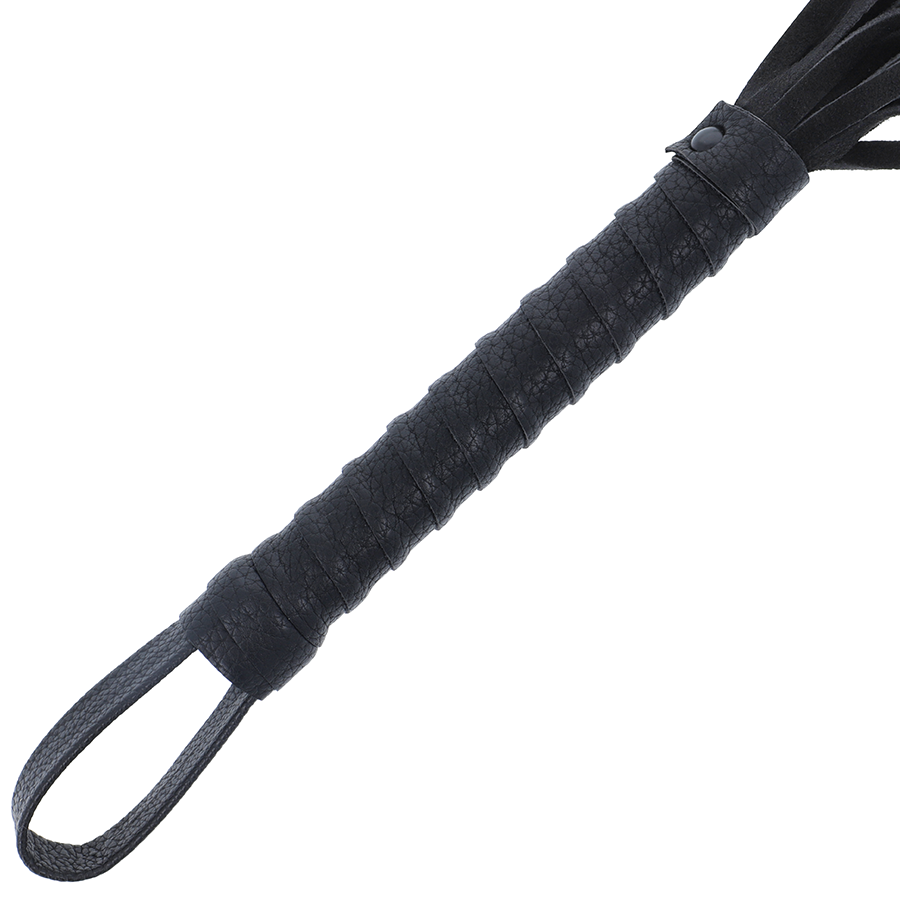 OSCURIDAD - LÁTIGO DE BONDAGE NEGRO CON MANGO DE CUERO