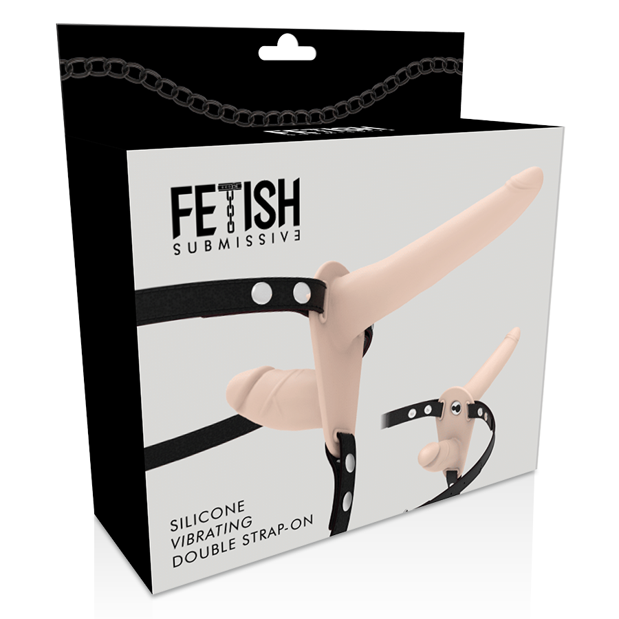 ARNÉS FETISH SUBMISSIVE - VIBRADOR FLESH UP DE DOBLE PENETRACIÓN