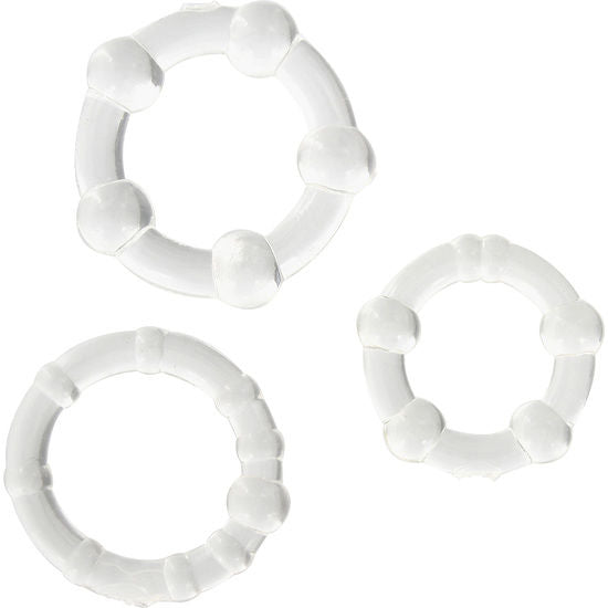 SIETE CREACIONES - SET DE TRES ANILLOS TRANSPARENTES PARA EL PENE