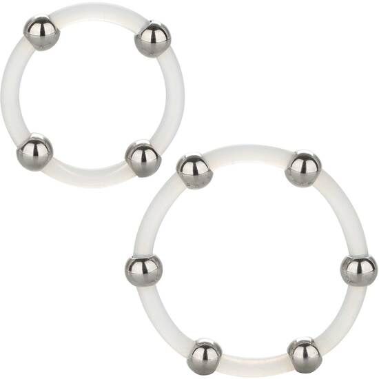 CALEXOTICS - JUEGO DE ANILLOS DE SILICONA CON CUENTAS DE ACERO