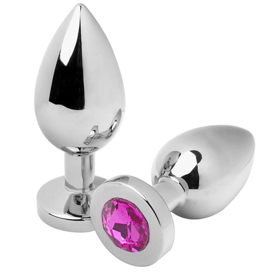 METAL DURO - PLUG ANAL DIAMANTE ROSA MEDIANO 7.62CM