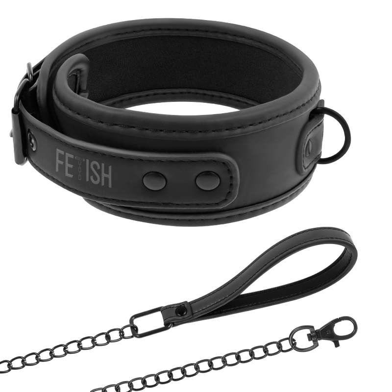 COLLAR DE CADENA CON FORRO DE NOPRENE PARA SUMISO FETICHE