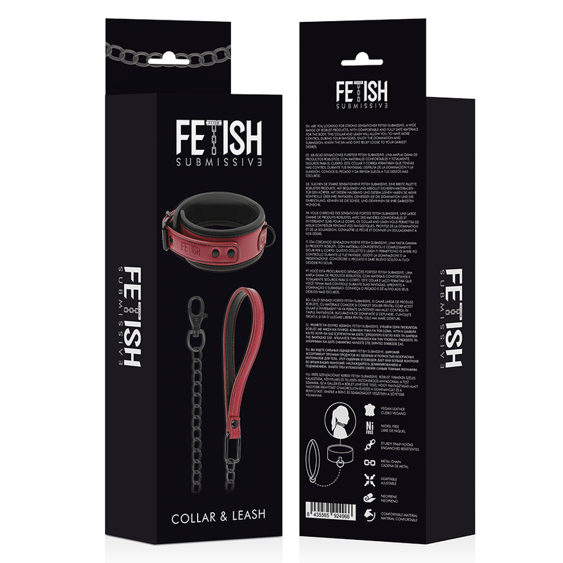 COLLAR DE CADENA CON FORRO DE NEOPRENO PARA CUARTO OSCURO DE FETICHE SUMISO