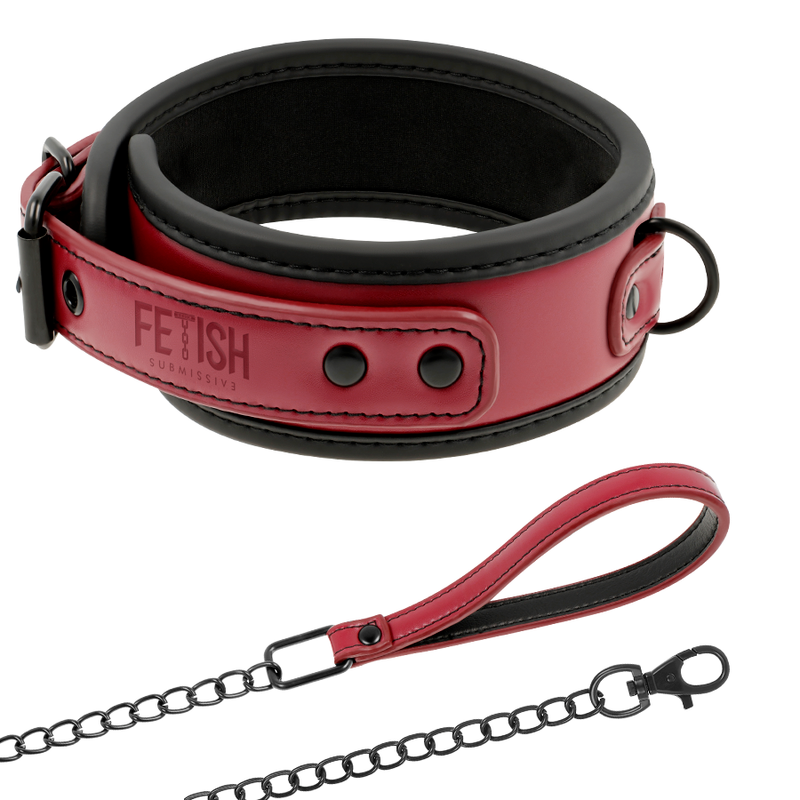 COLLAR DE CADENA CON FORRO DE NEOPRENO PARA CUARTO OSCURO DE FETICHE SUMISO