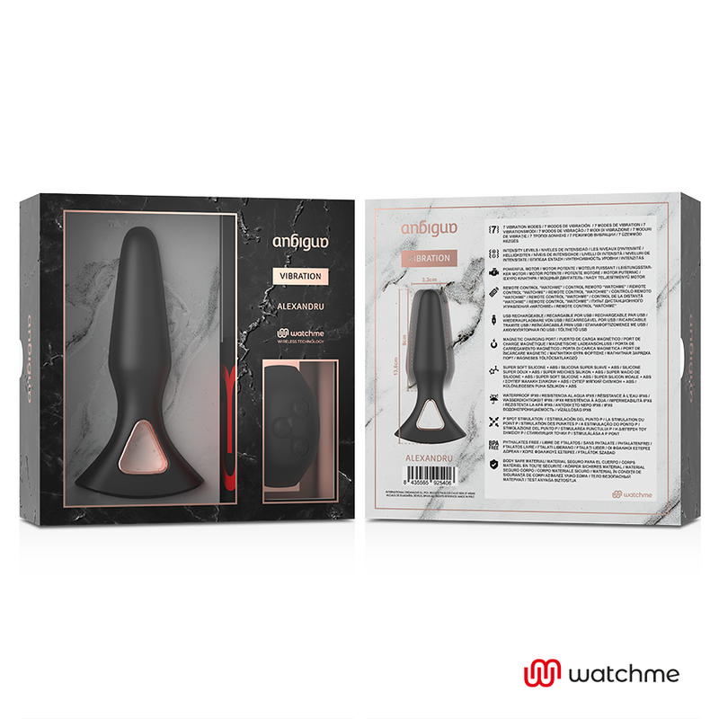 ANBIGUO - WATCHME VIBRADOR DE CONTROL REMOTO PLUG ANAL ALEXANDRU