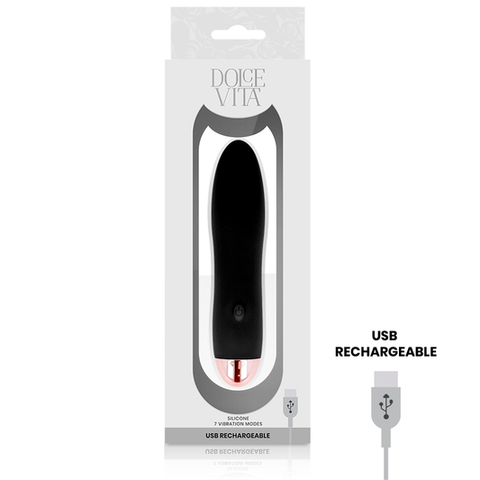 DOLCE VITA - VIBRADOR RECARGABLE CUATRO NEGROS 7 VELOCIDADES