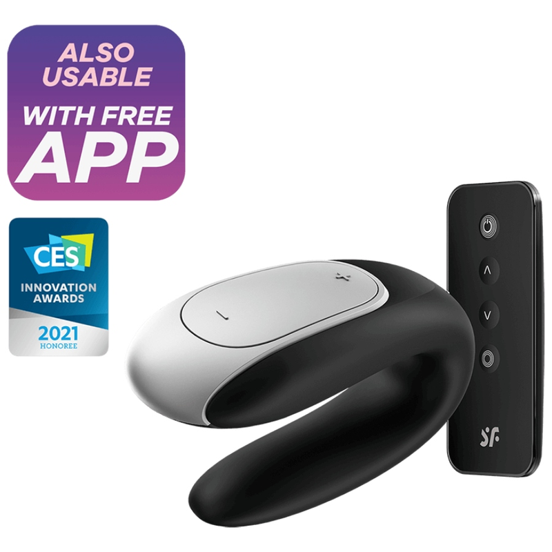 SATISFYER - VIBRADOR DOBLE FUN PARA PAREJAS NEGRO