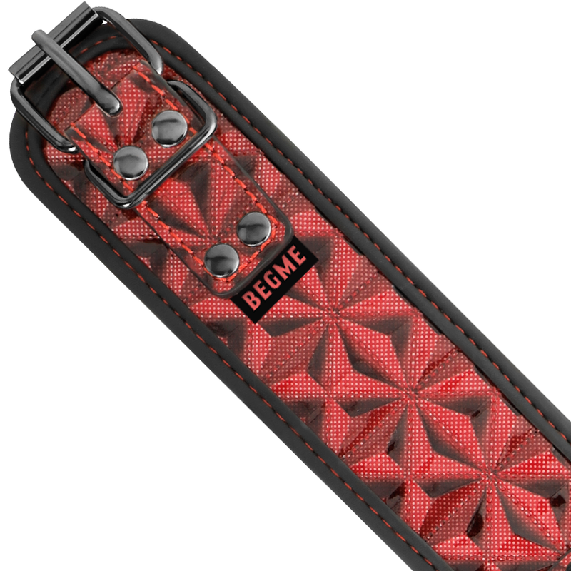 BEGME - COLLIER EN CUIR VEGAN PREMIUM ÉDITION ROUGE AVEC DOUBLURE EN NÉOPRÈNE